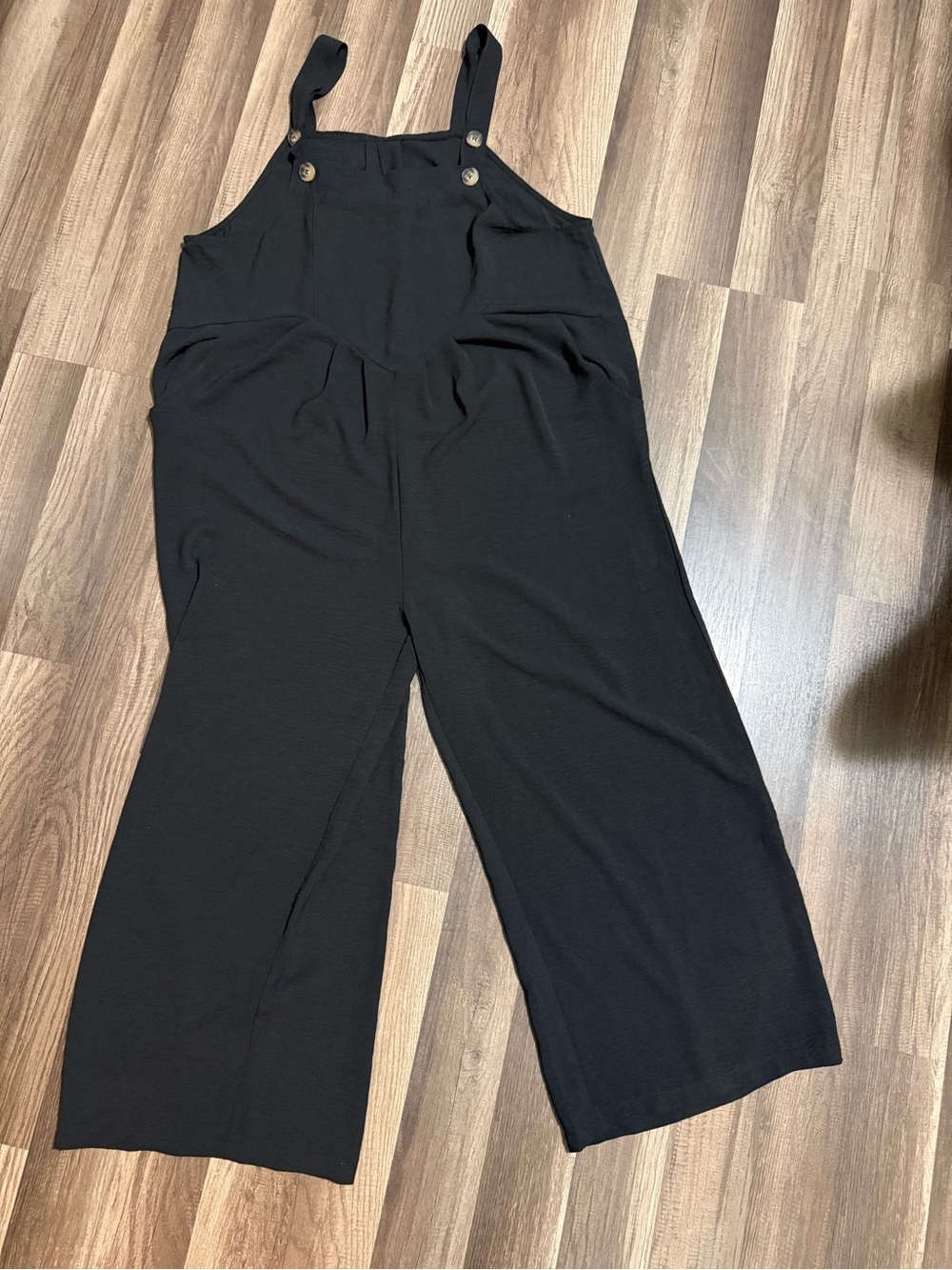 Black Wide-Leg Jumpsuit with Adjustable Straps